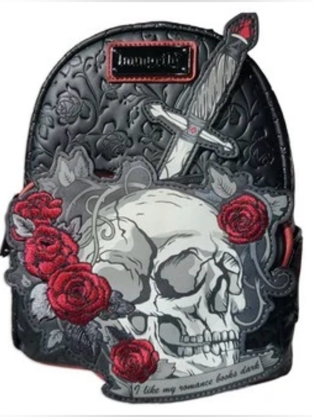 LOUNGEFLY EXCLUSIVE NWT DARK ROMANCE BACKPACK. STUNNING! VEGAN LEATHER! - Picture 8 of 9